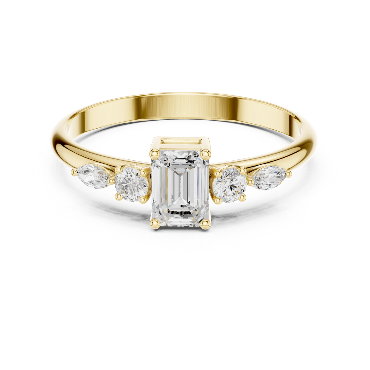 14K Solid Gold Lab Diamond Solitaire Ring, Yellow Gold