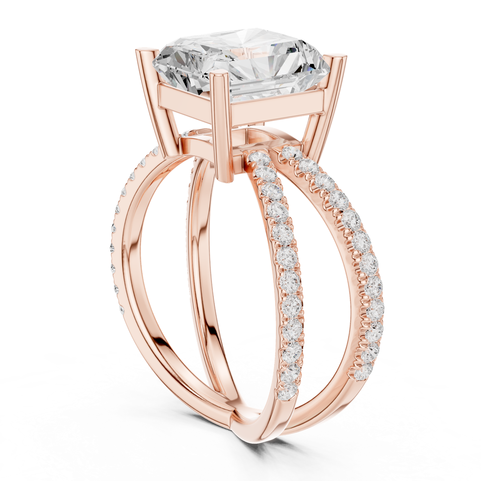 Gold Jewelry L36-25, Radiant center stone, Rose Gold, view 1
