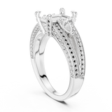Gold Ring, Radiant center stone, White Gold, view 1