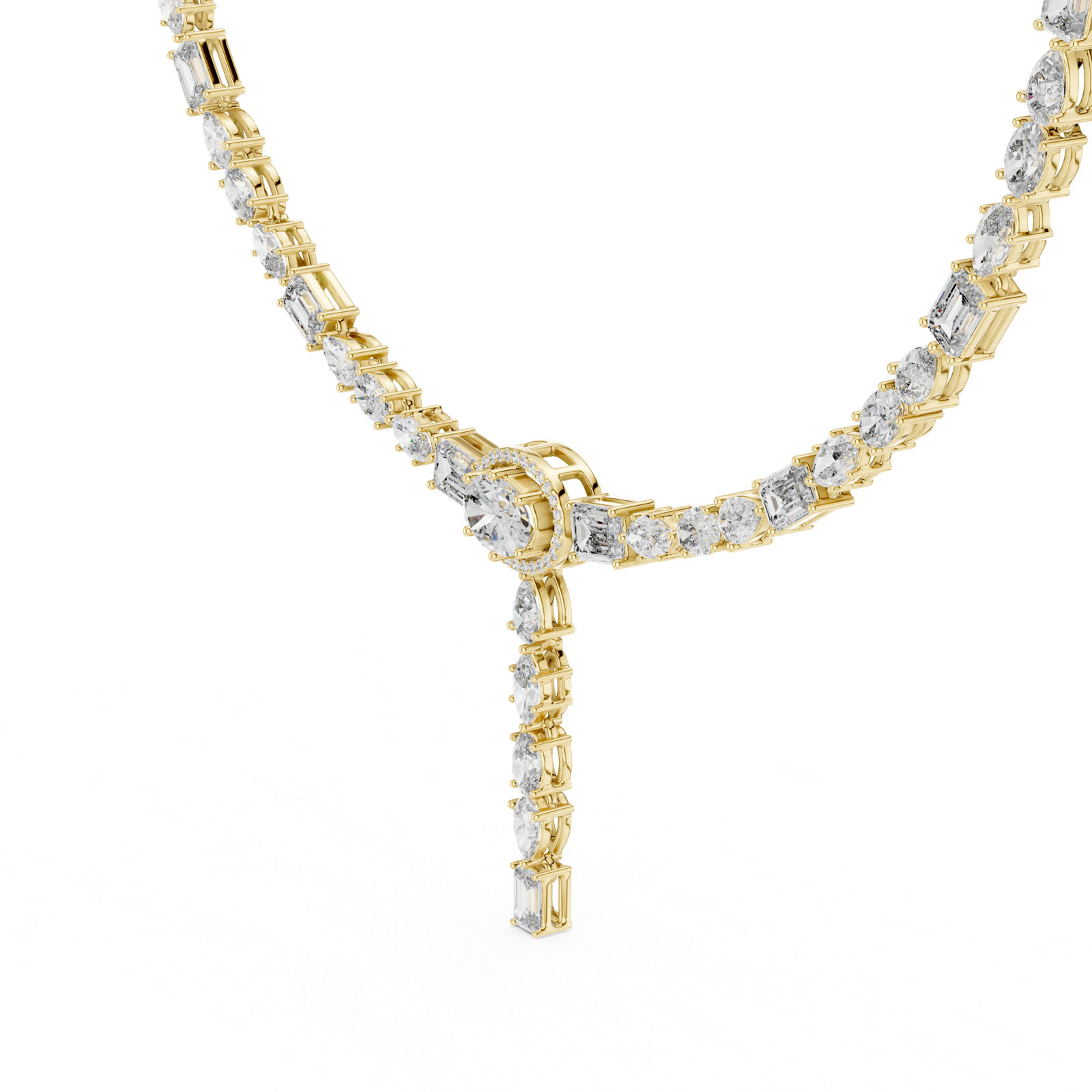 14K Solid Gold Lab Diamond Tennis Necklace, Yellow Gold, view 1