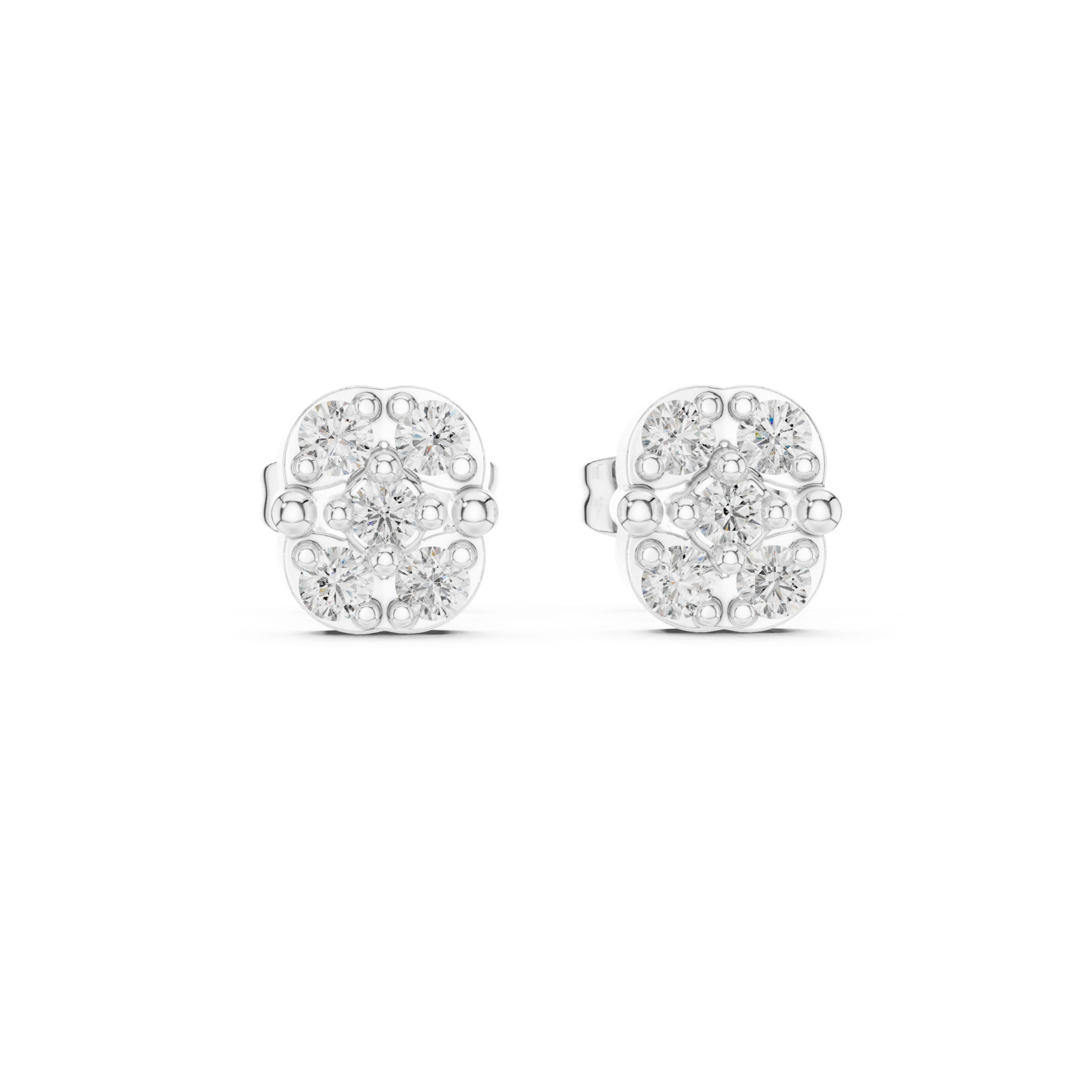 Gold Earrings 9-10064E, White Gold