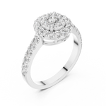 14K Solid Gold Lab Diamond Halo Ring, White Gold, view 2