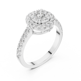 14K Solid Gold Lab Diamond Halo Ring, White Gold, view 2
