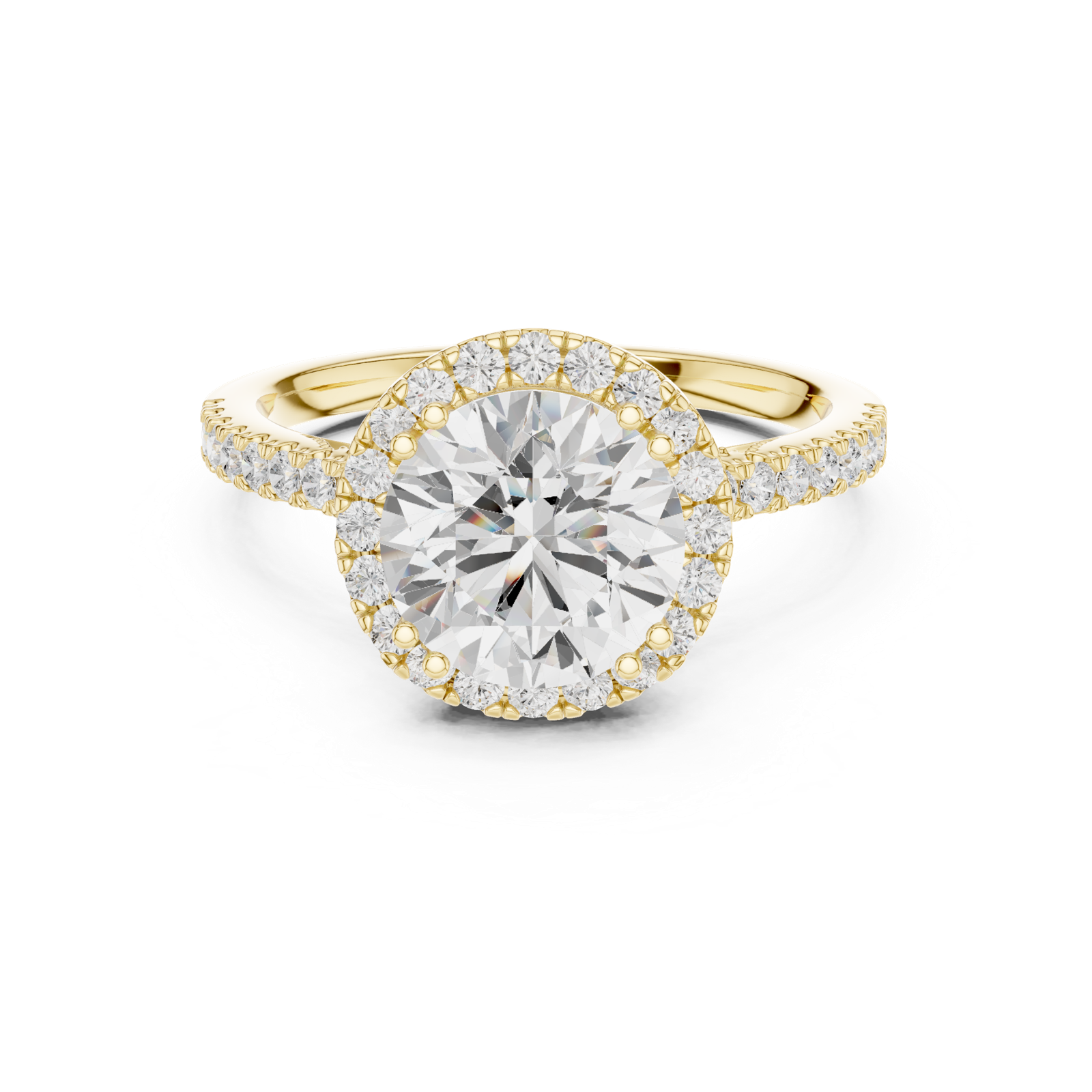 Gold Ring DDLR-255, Round center stone, Yellow Gold, view 4