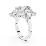 14K Solid Gold Lab Diamond Halo Ring, White Gold, view 1