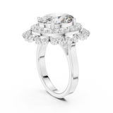 14K Solid Gold Lab Diamond Halo Ring, White Gold, view 1