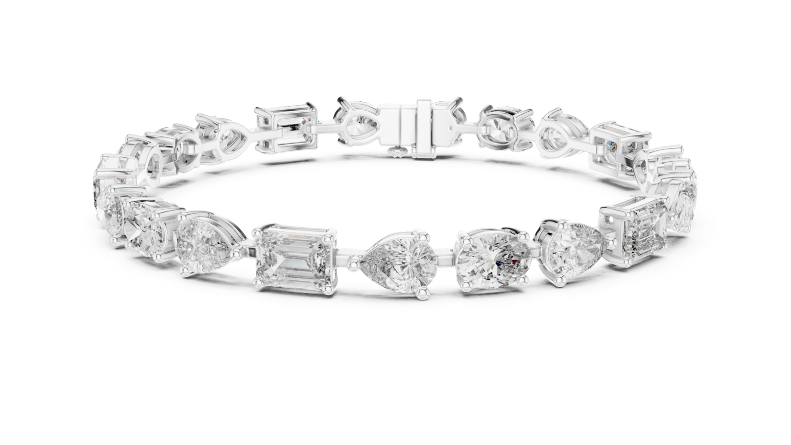 14K Solid Gold Lab Diamond Bracelet, White Gold, view 4