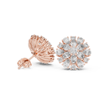 14K Solid Gold Lab Diamond Halo Earrings, Rose Gold, view 1