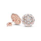 14K Solid Gold Lab Diamond Halo Earrings, Rose Gold, view 1