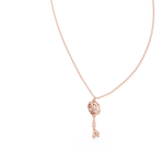 14K Solid Gold Lab Diamond Pendant Necklace, Rose Gold, view 2