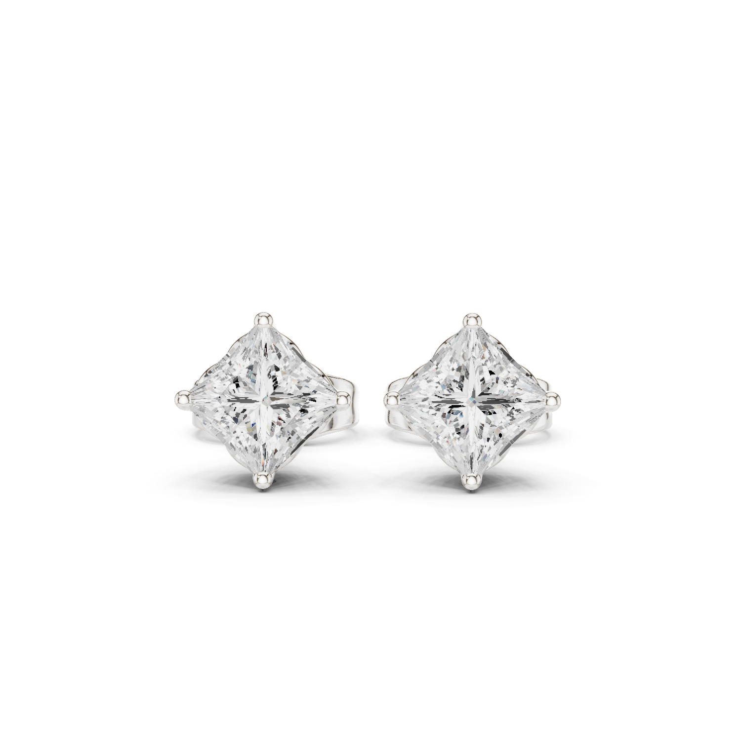 14K Solid Gold Lab Diamond Stud Earrings, White Gold