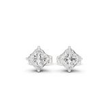 14K Solid Gold Lab Diamond Stud Earrings, White Gold