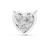 14K Solid Gold Lab Diamond Heart Pendant Necklace, White Gold, view 2