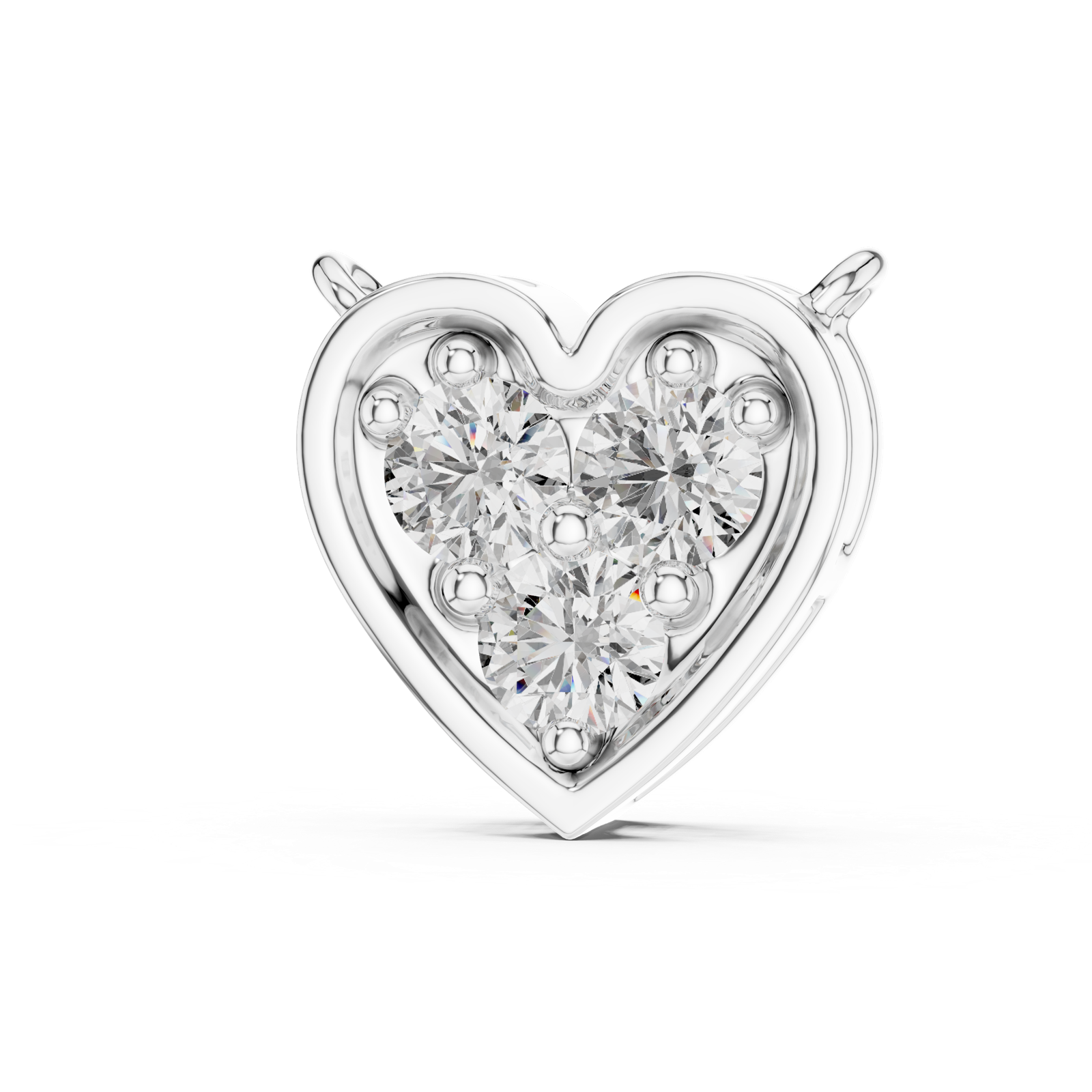 14K Solid Gold Lab Diamond Heart Pendant Necklace, White Gold, view 2