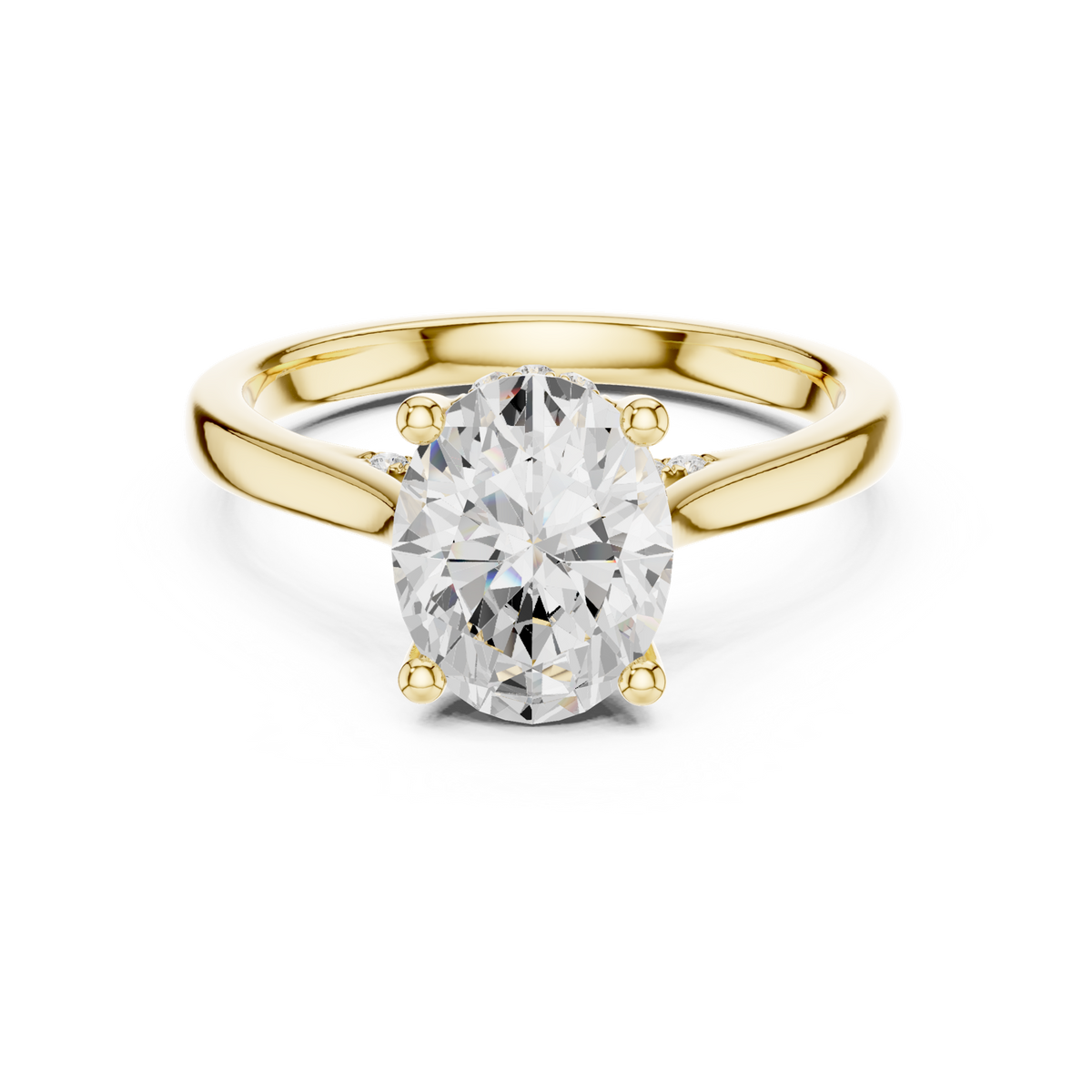 14K Solid Gold Lab Diamond Solitaire Ring, Yellow Gold