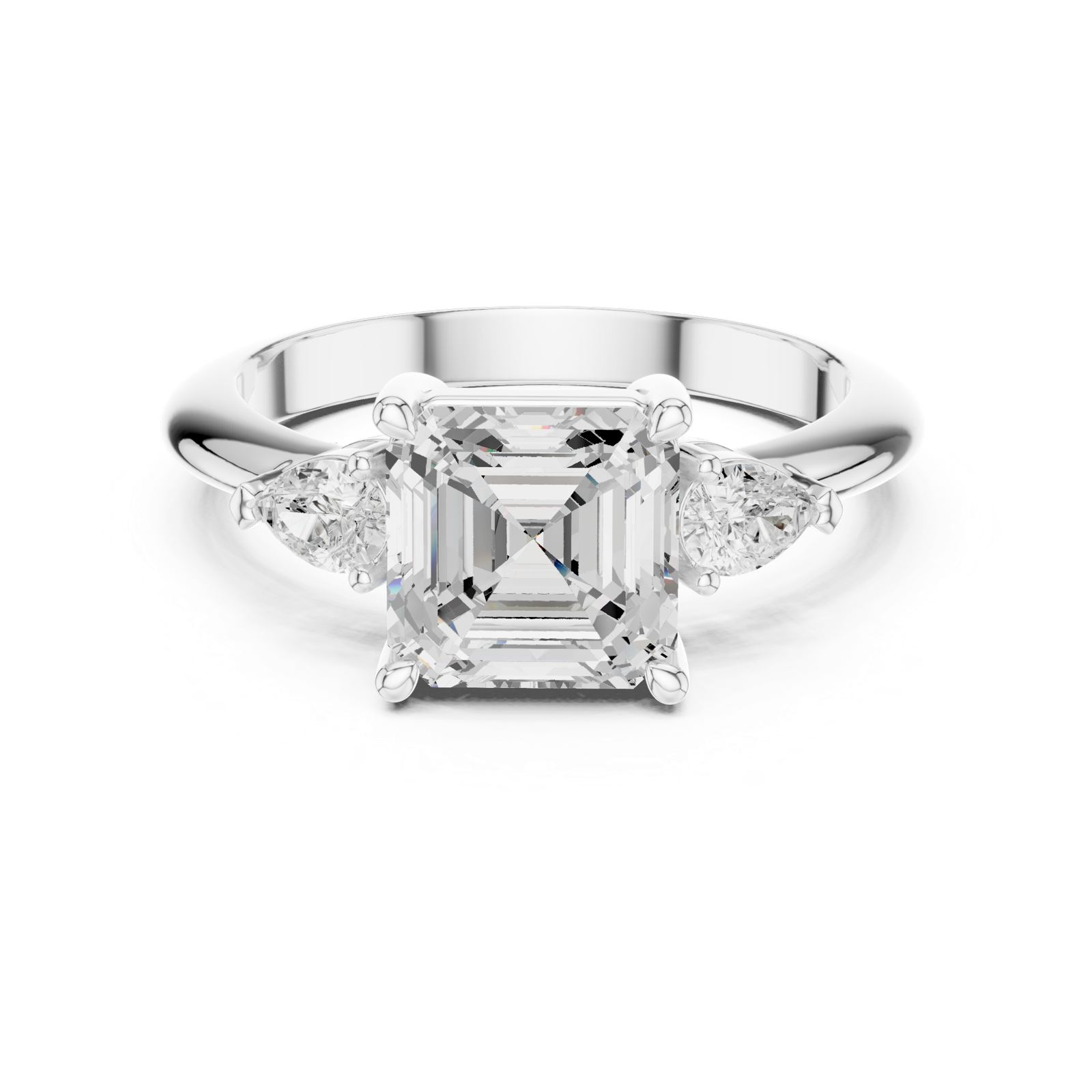 Gold Jewelry, Asscher center stone, White Gold, view 4