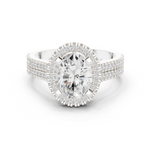 Gold Ring DDLR-341, Oval center stone, White Gold