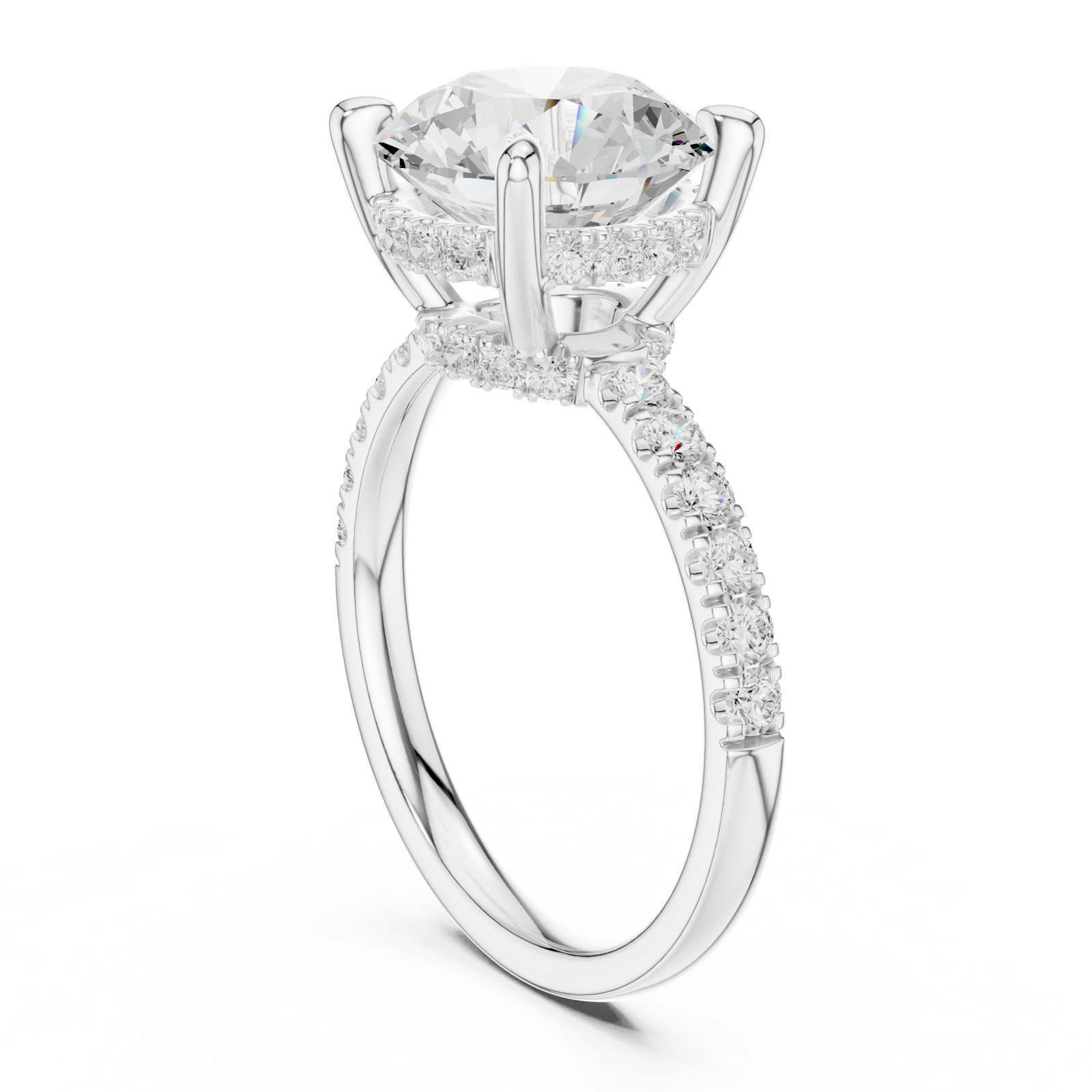 Gold Ring DDLR-259, Round center stone, White Gold, view 1