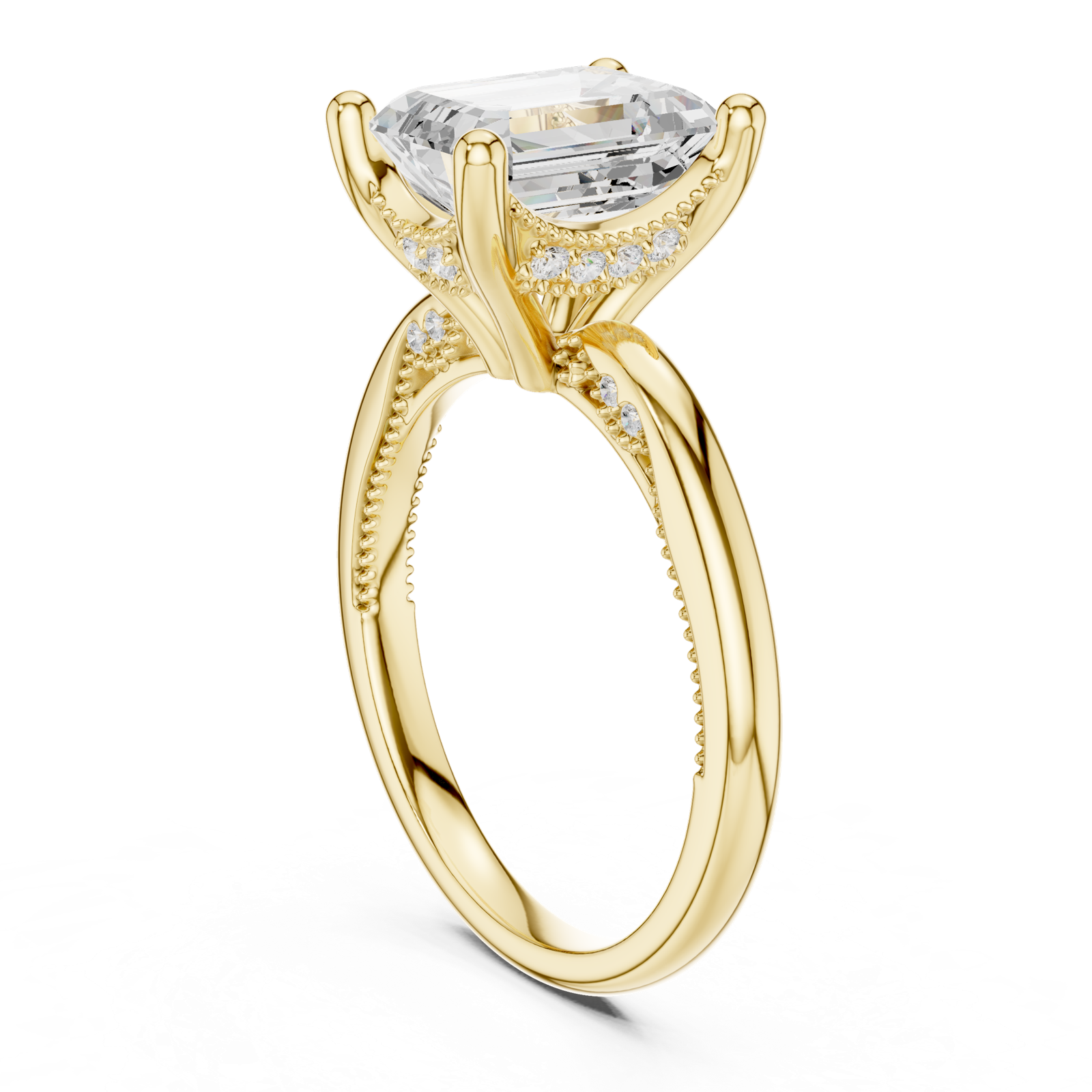 Gold Ring, Emerald center stone, Yellow Gold, view 1