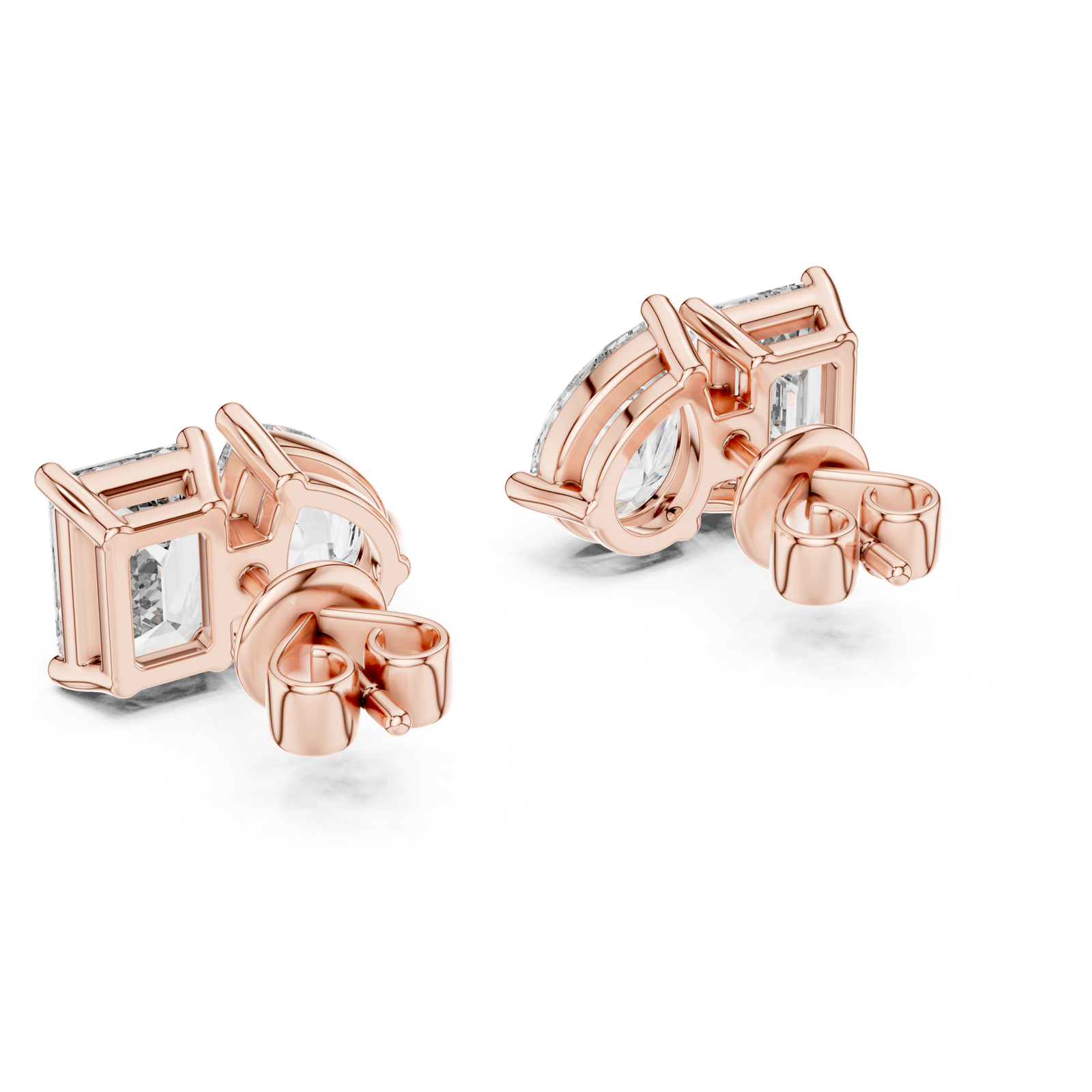 Gold Earrings L02-32, Rose Gold, view 3
