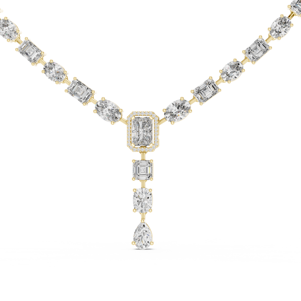 14K Solid Gold Lab Diamond Tennis Necklace, Yellow Gold, view 4