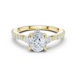 Gold Ring DDLR-037, Pear center stone, Yellow Gold