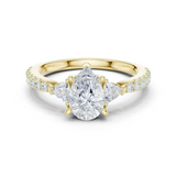Gold Ring DDLR-037, Pear center stone, Yellow Gold