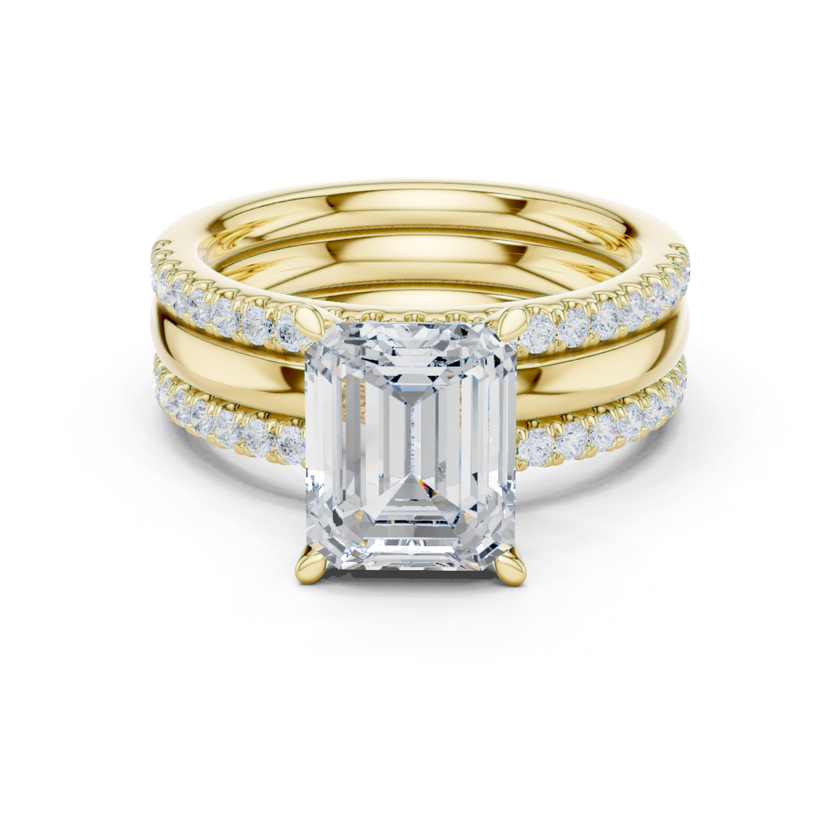 Gold Ring, Emerald center stone, Yellow Gold