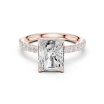 Gold Ring DDLR-161, Radiant center stone, Rose Gold