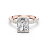 Gold Ring DDLR-161, Radiant center stone, Rose Gold