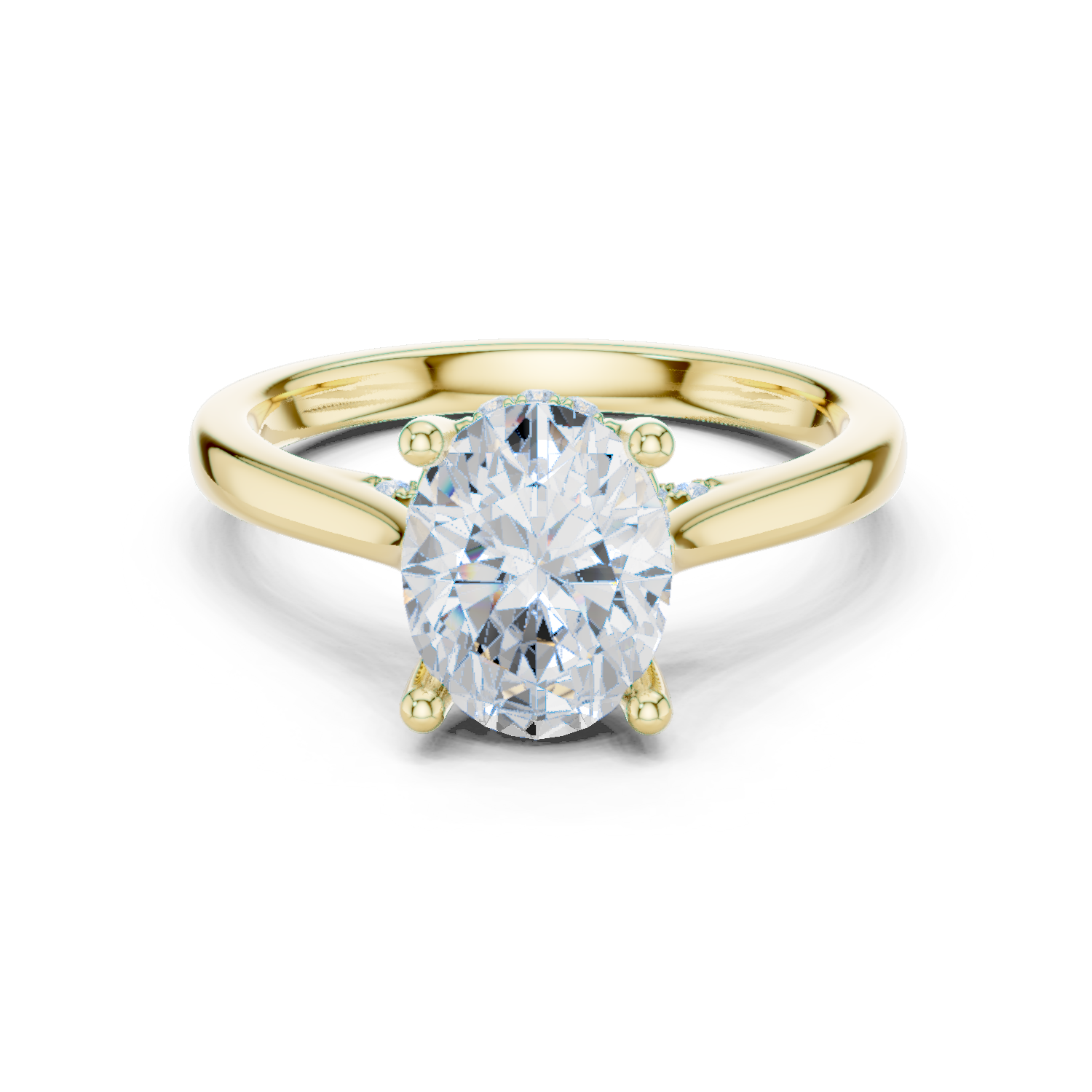 Gold Ring DDLR-163, Oval center stone, Yellow Gold