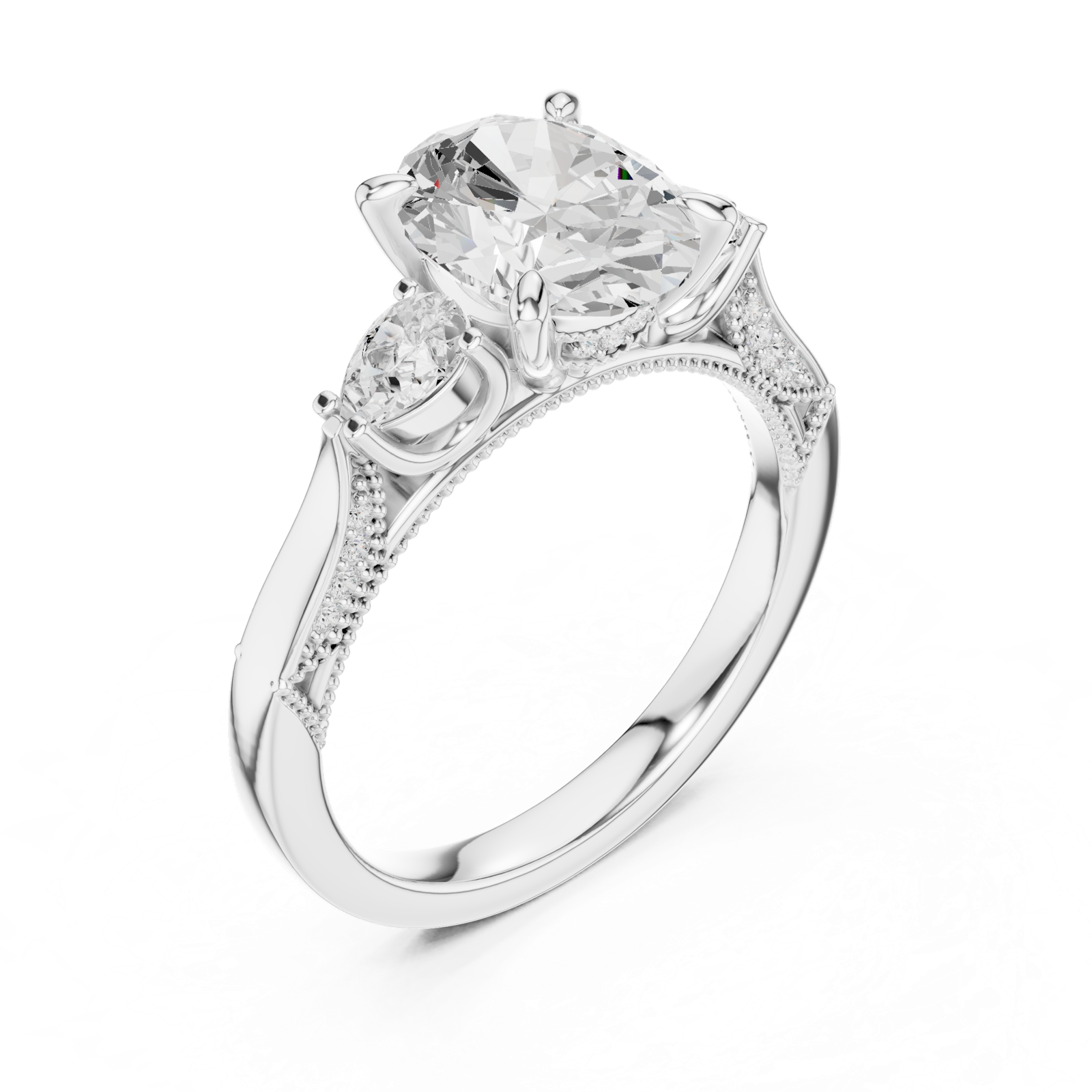 Gold Ring DDLR-1042, White Gold, view 2