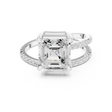 Gold Jewelry, Asscher center stone, White Gold, view 4