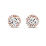 14K Solid Gold Lab Diamond Halo Earrings, Rose Gold, view 4