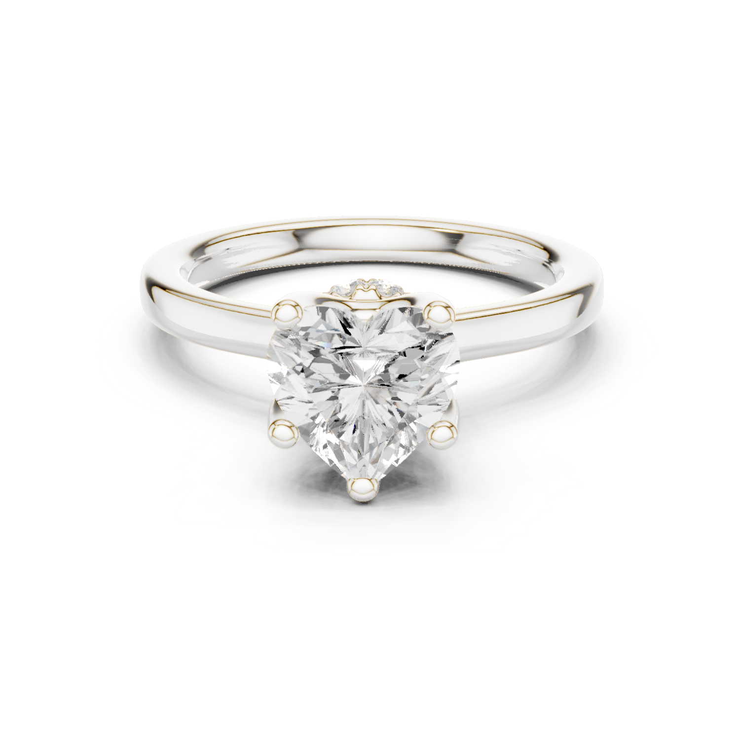 Gold Ring DDLR-176, Heart center stone, White Gold