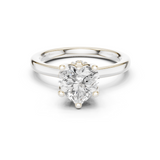 Gold Ring DDLR-176, Heart center stone, White Gold