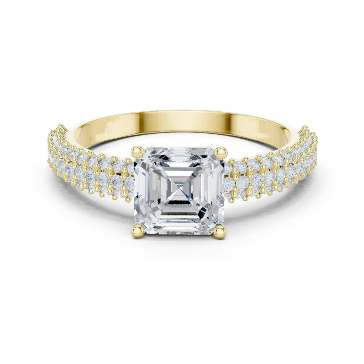 14K Solid Gold Lab Diamond Solitaire Ring, Yellow Gold