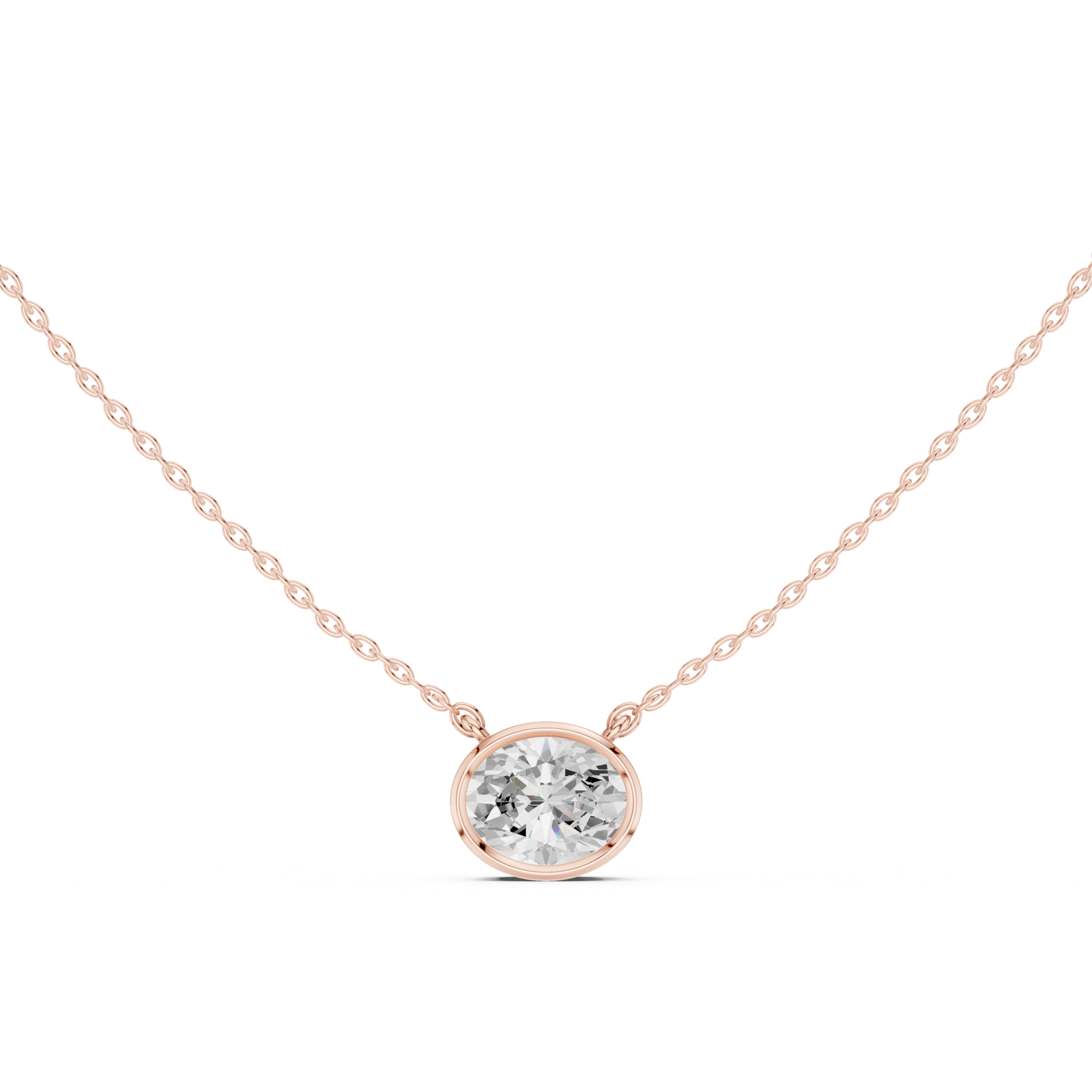 Gold Jewelry DDPO-007, Oval center stone, Rose Gold, view 4