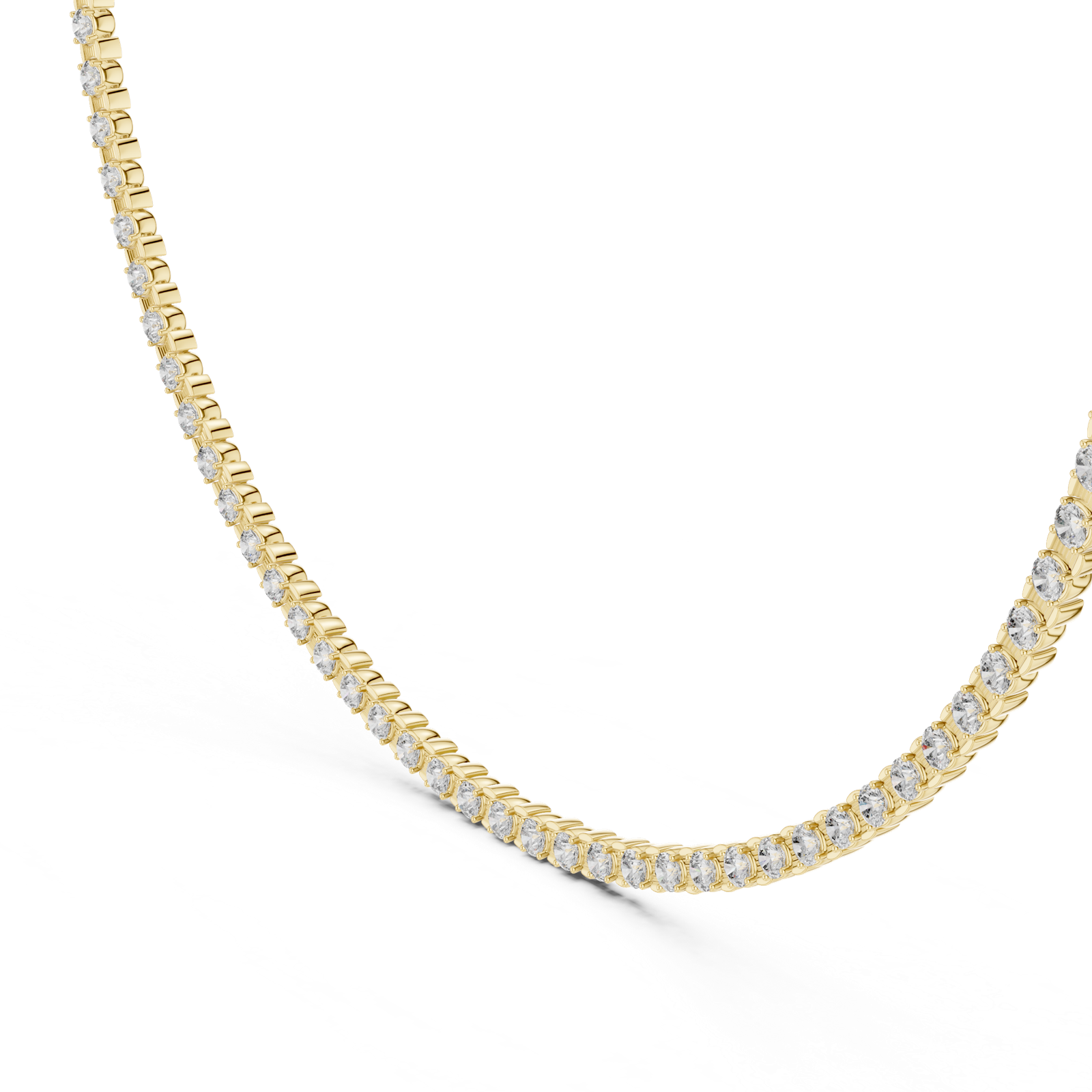 14K Solid Gold Lab Diamond Tennis Necklace, Yellow Gold, view 1