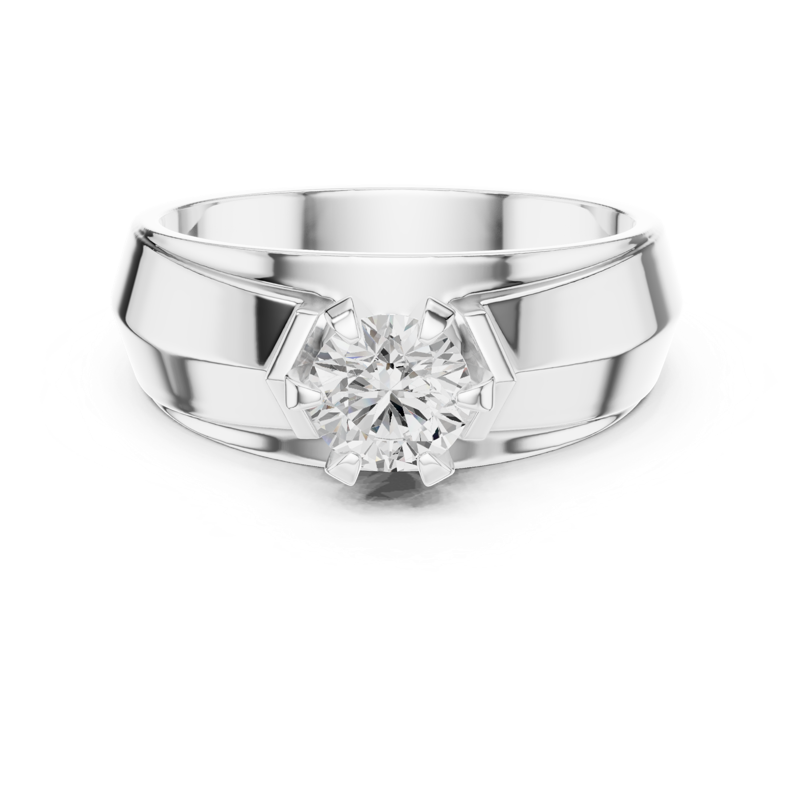 Gold Men's Ring GGR-0024, White Gold, view 4