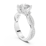 Gold Ring DDLR-281, Heart center stone, White Gold, view 1