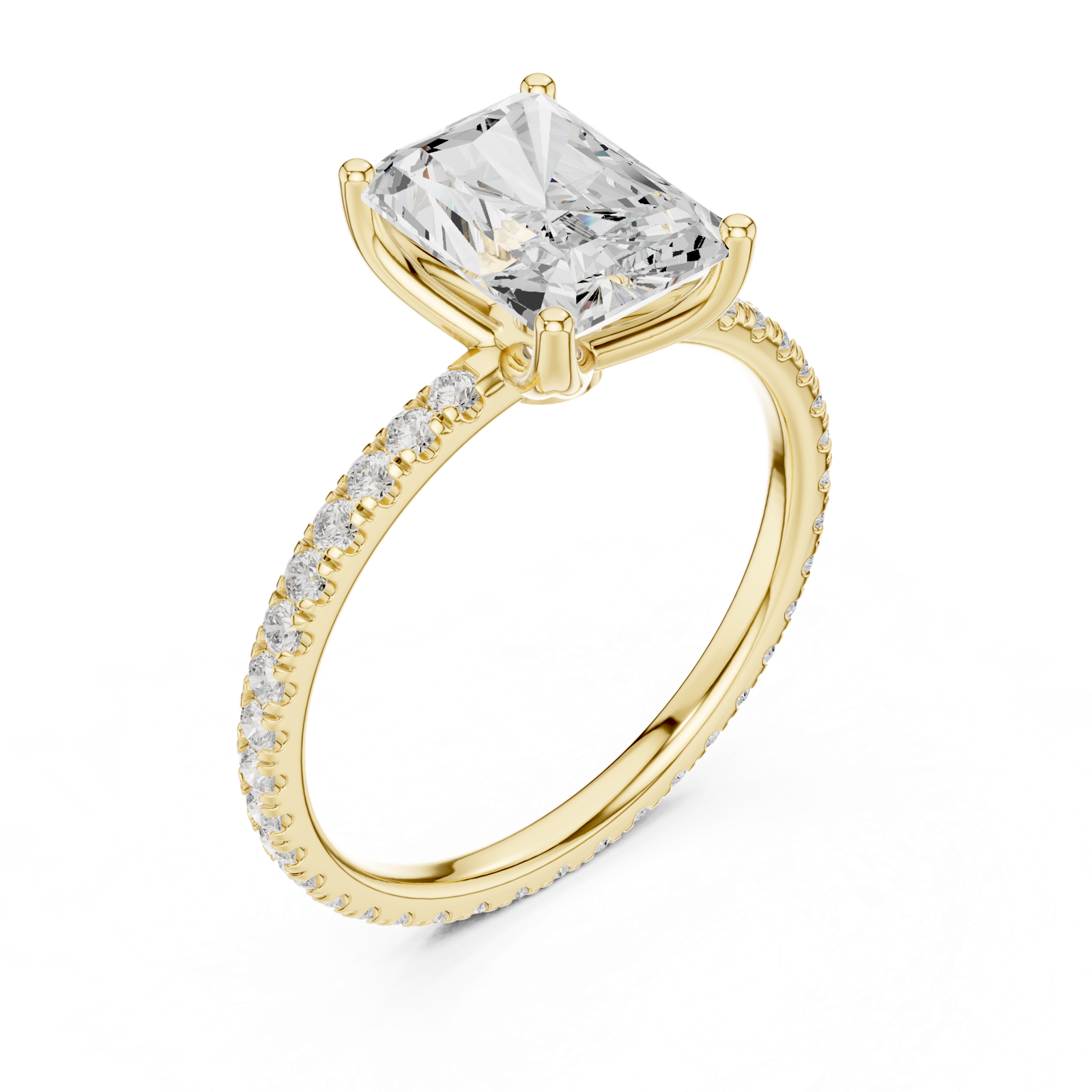 Gold Jewelry L36-16, Radiant center stone, Yellow Gold, view 2
