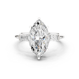 Gold Jewelry L35-67, Marquise center stone, White Gold