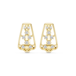 14K Solid Gold Lab Diamond Cluster Earrings, Yellow Gold