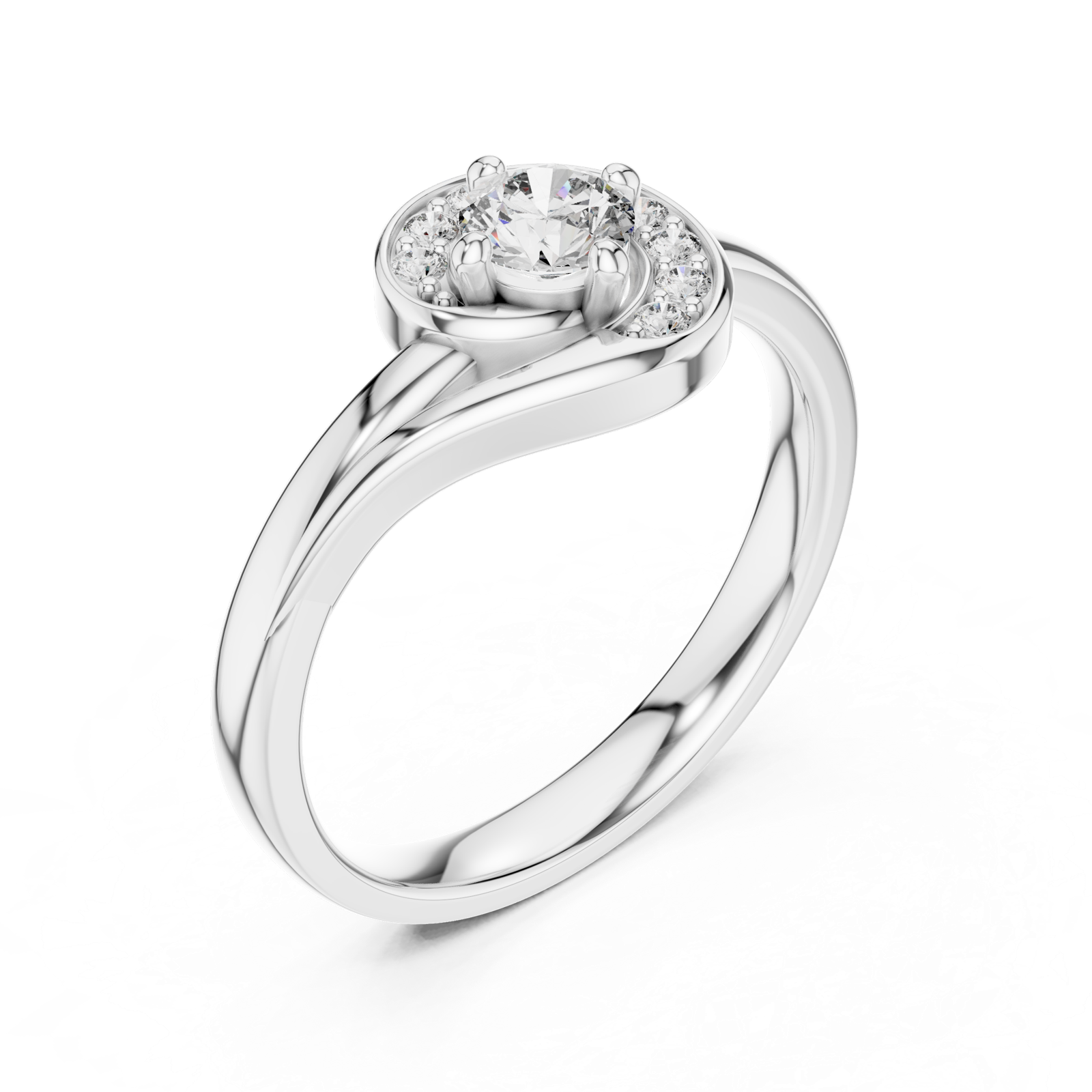 Gold Ring 12-10007@L, White Gold, view 2