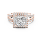 Gold Ring DDLR-350, Princess center stone, Rose Gold, view 4