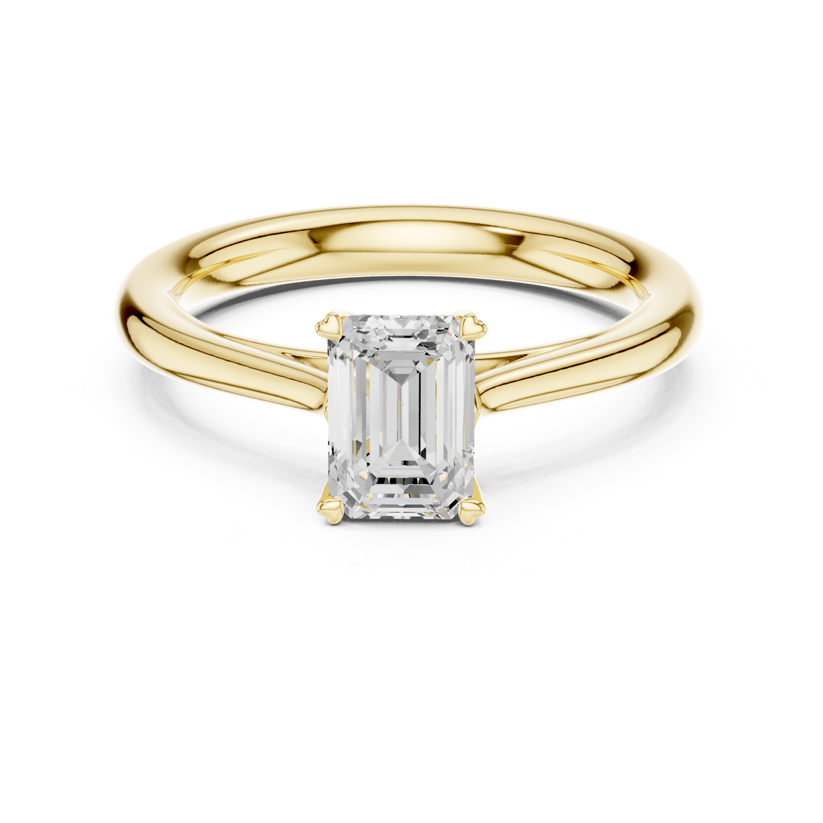14K Solid Gold Lab Diamond Solitaire Ring, Yellow Gold