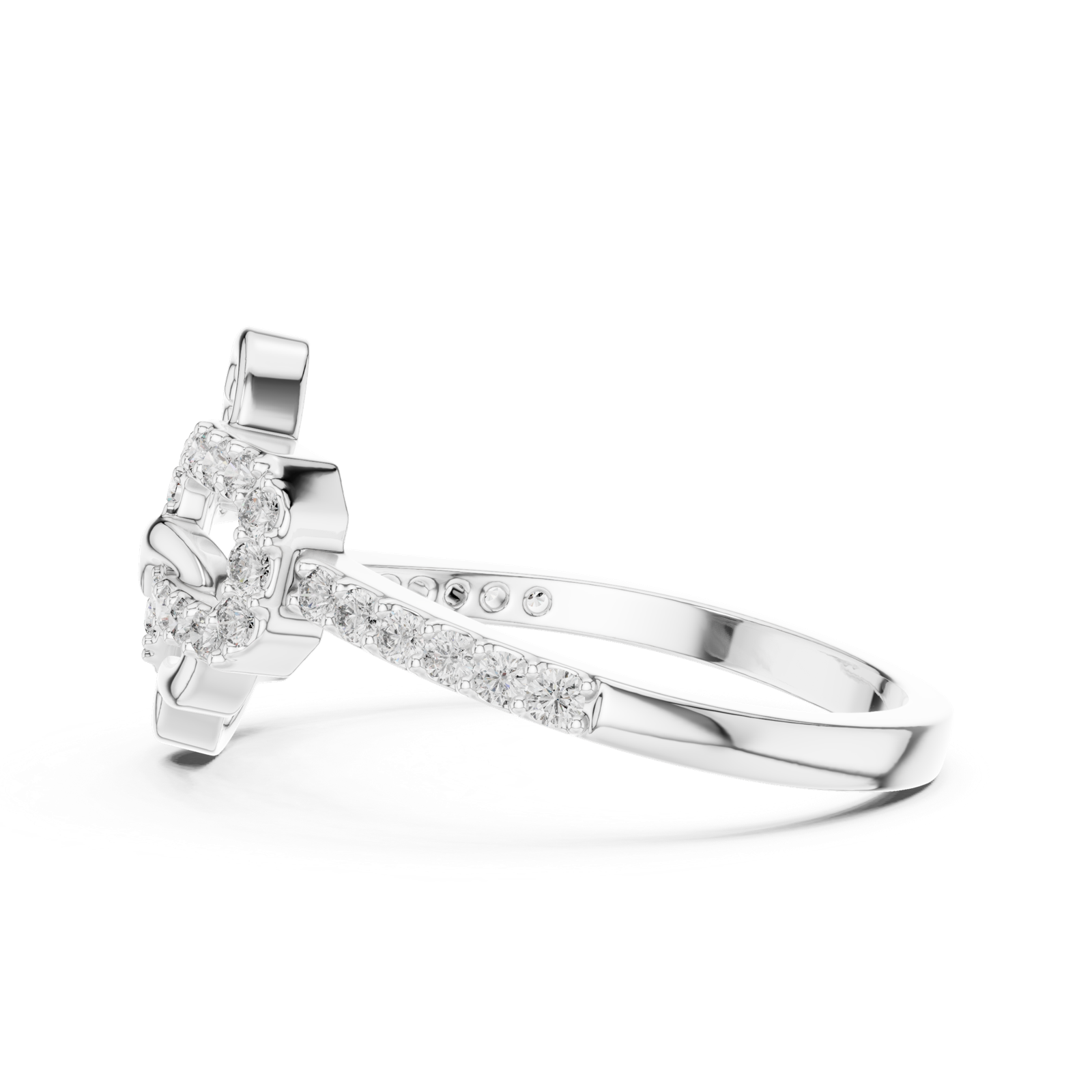 Gold Ring LR-01 (67), White Gold, view 3