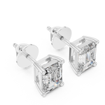 14K Solid Gold Lab Diamond Stud Earrings, White Gold, view 2