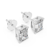 14K Solid Gold Lab Diamond Stud Earrings, White Gold, view 2